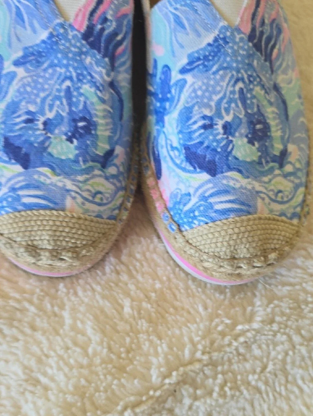 Lilly Pulitzer Blue Floral Canvas Espadrilles